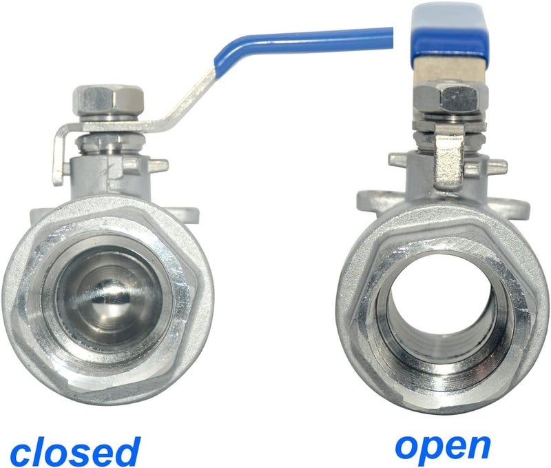 Varmhus NPT Female 316 Stainless Steel Full Port Ball Valve Vinyl Handle WOG1000 (1-1/4") - Image 3